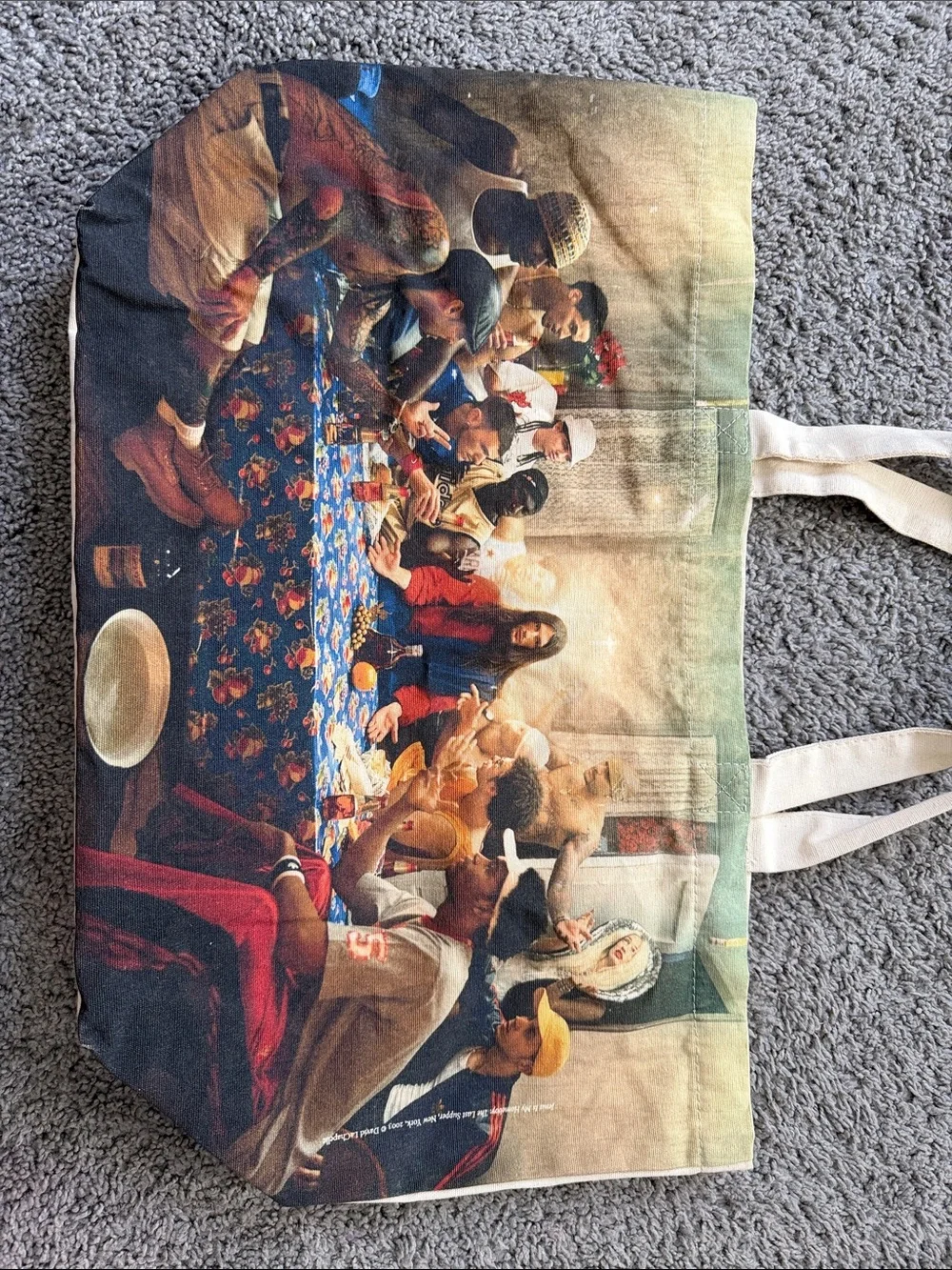 Multicolor Graphic Canvas Tote Bag with Printed Artwork